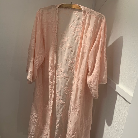 Jackets & Blazers - Peach Pink Flower Duster Coat